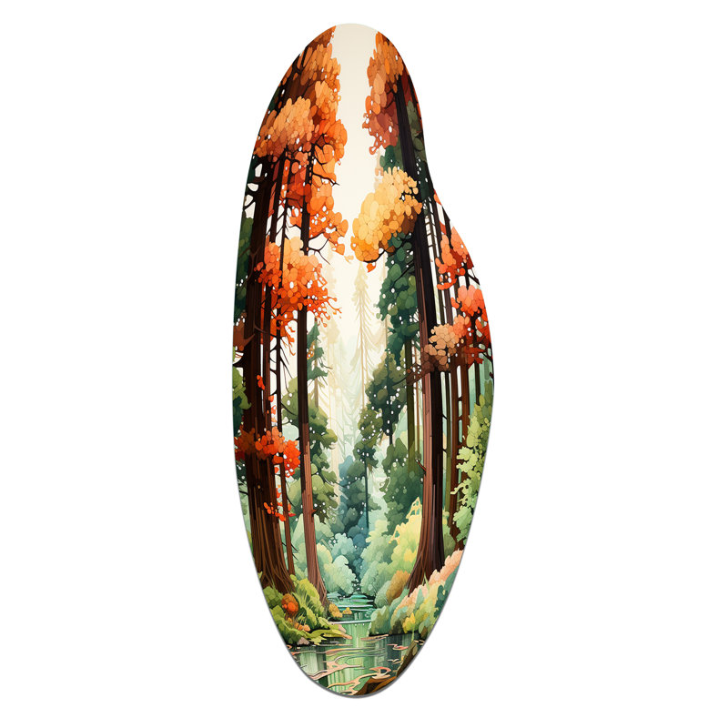 Décoration murale irrégulière en métal Hafeeza Redwood Shimmering Tree Heights III, H 30 po x l 11 po