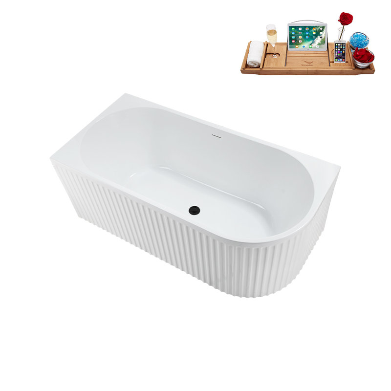 59.1'' x 28.3'' Soaking Acrylic Bathtub, Matte Black