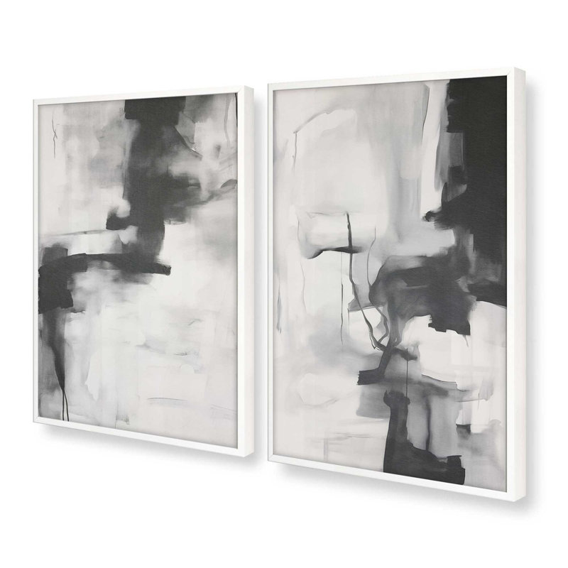 Monochrome Whisper Set of 2 Prints ,, Opaque White, 17" H x 26" W