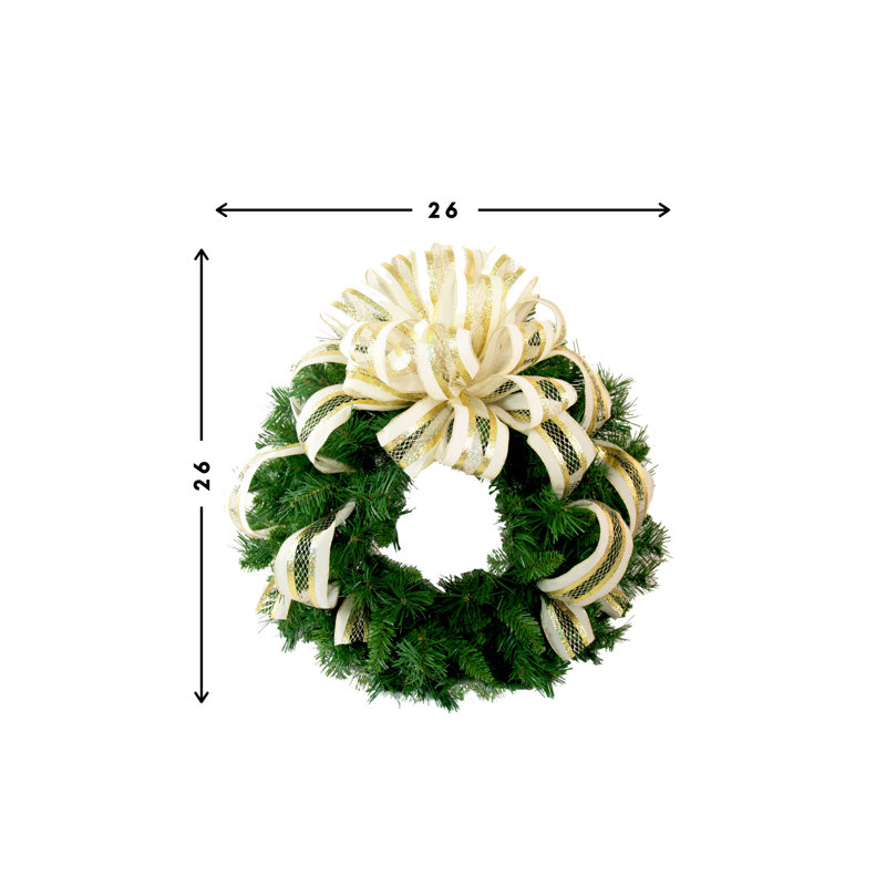 Holiday Ribbon 26" Wreath, Ivory