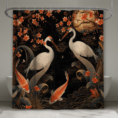 Rideaux de douche Cranes And Koi