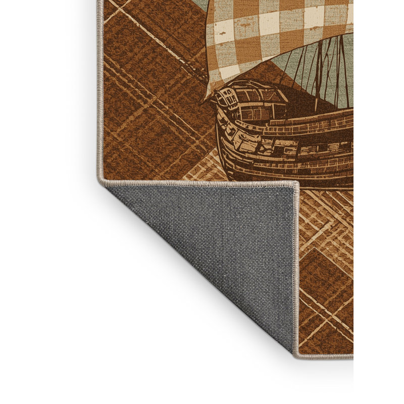 Tapis moelleux moelleux rustique à motif écossais brun et beige, 3 X 5