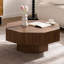 Table basse octogonale rétro en noyer pour le salon, la chambre à coucher et le bureau avec panneau de fibres à densité moyenne durable