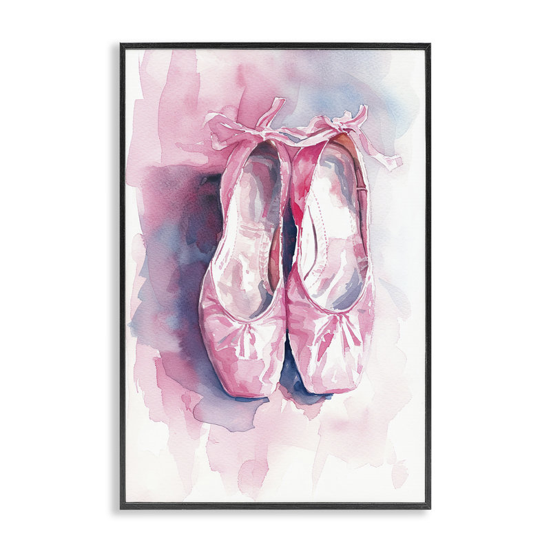 Blush Ballet Slipper, giclée encadrée, design par Ray Powers, Giclée encadrée noir minuit, H 18 po x l 12 po