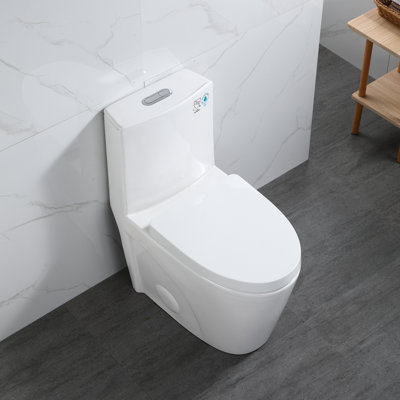 JimsMaison 1.6 GPF Elongated Comfort Height Floor Mounted One-Piece Toilet (Seat Included) -  JMBTT01-GW