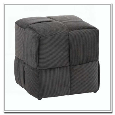 Square Corduroy Woven Design Ottoman