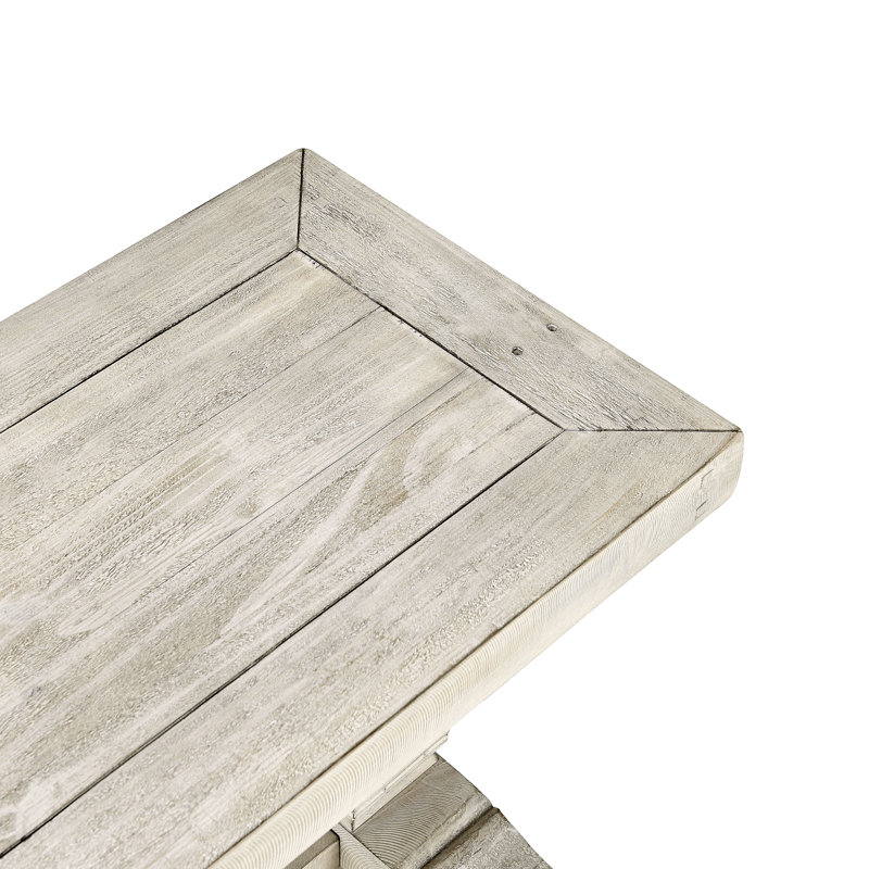 Kasey Wood Bench, 18" H x 66" W x 16"D, Distressed Ivory