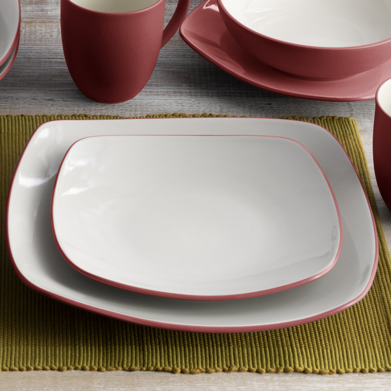 Noritake Colorwave Square Dinner Plates, 10-3/4", Raspberry