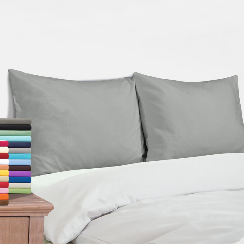 Bed Pillowcases, 1800 Brushed Microfiber Pillow Cases with Envelope Closure - NTBAY, Smoke Grey, California King
