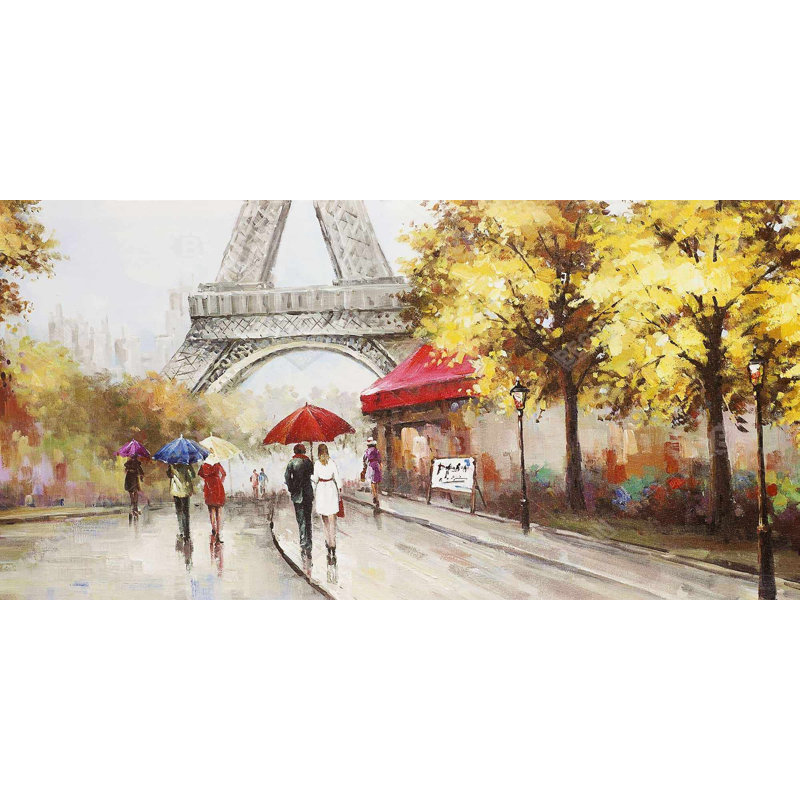 Passersby near the eiffel tower - 15.75"x31.50" Desk mat