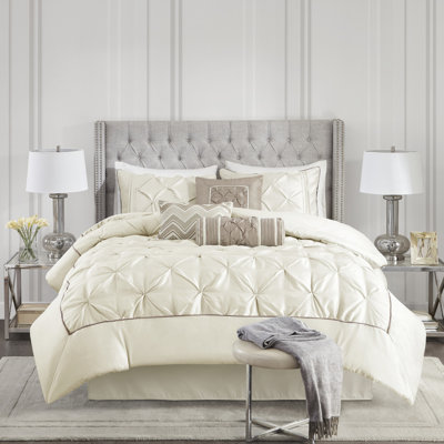 King Comforter - 7 Piece, Design, Fabric, Wrinkle Piece For , , 72"w X 84"l Bed Skirt