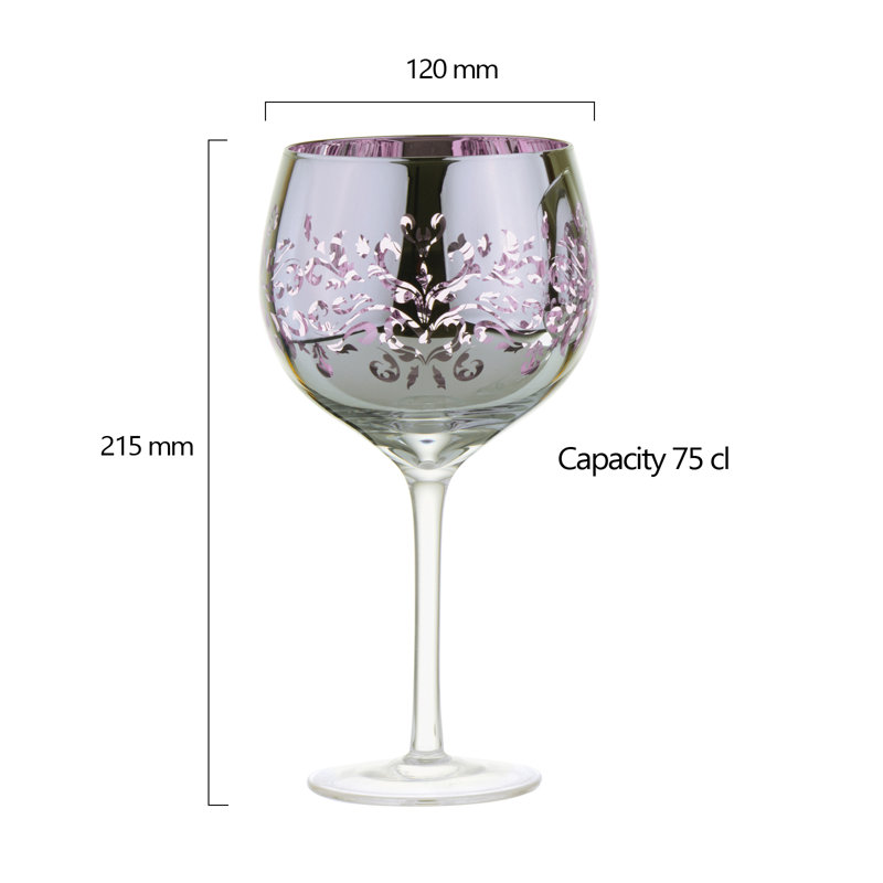 Filigree Gin Glasses, Pink/Silver