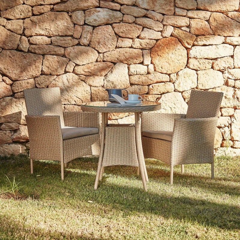 Dubose Wicker Patio Dining Set with, Brown