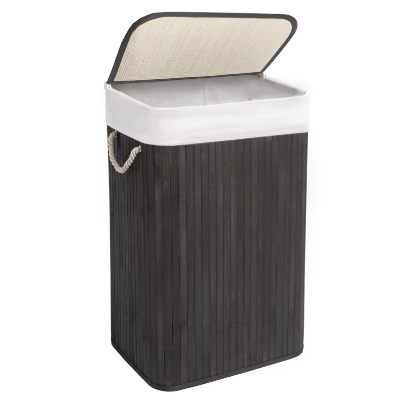 Califf Bamboo Laundry Hamper with Handles, Grey