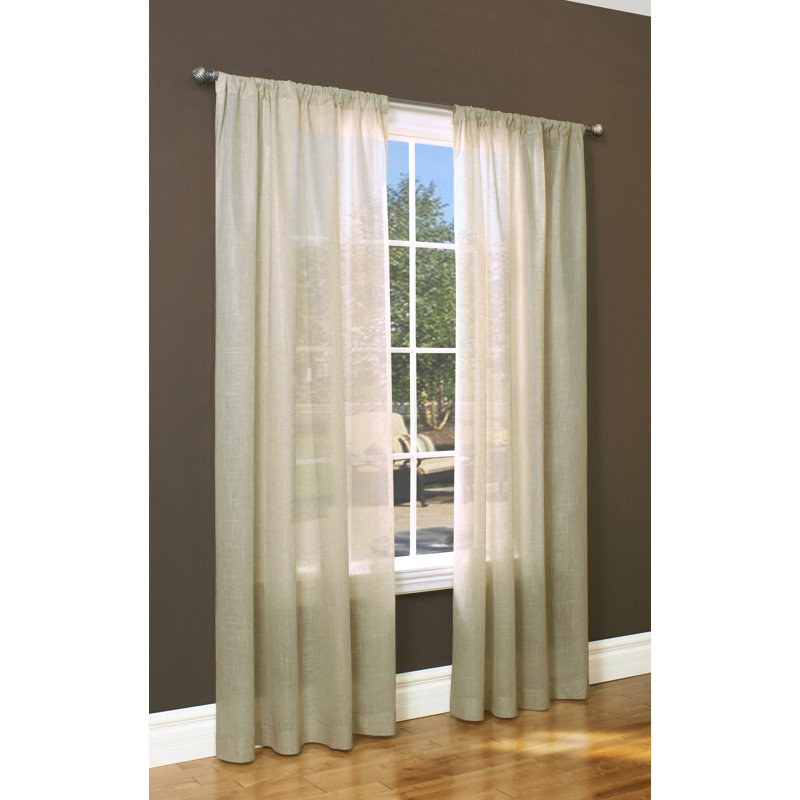 Panneau de rideau simple semi-diaphane avec passe-tringle Melbin, L 50 po x L 63 po
