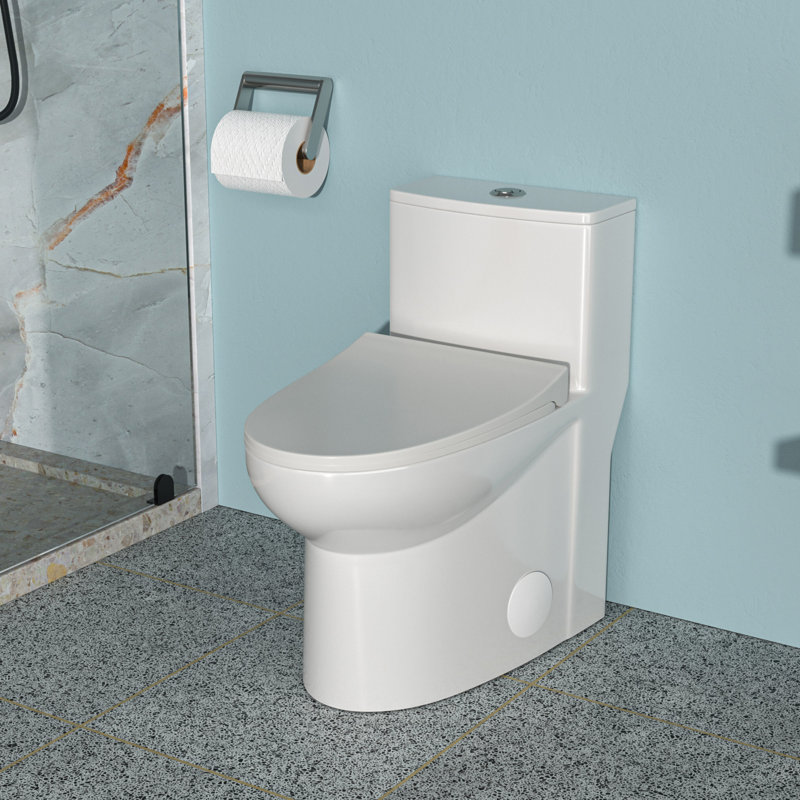 Toilette en céramique une pièce, double chasse avec siège à fermeture en douceur
