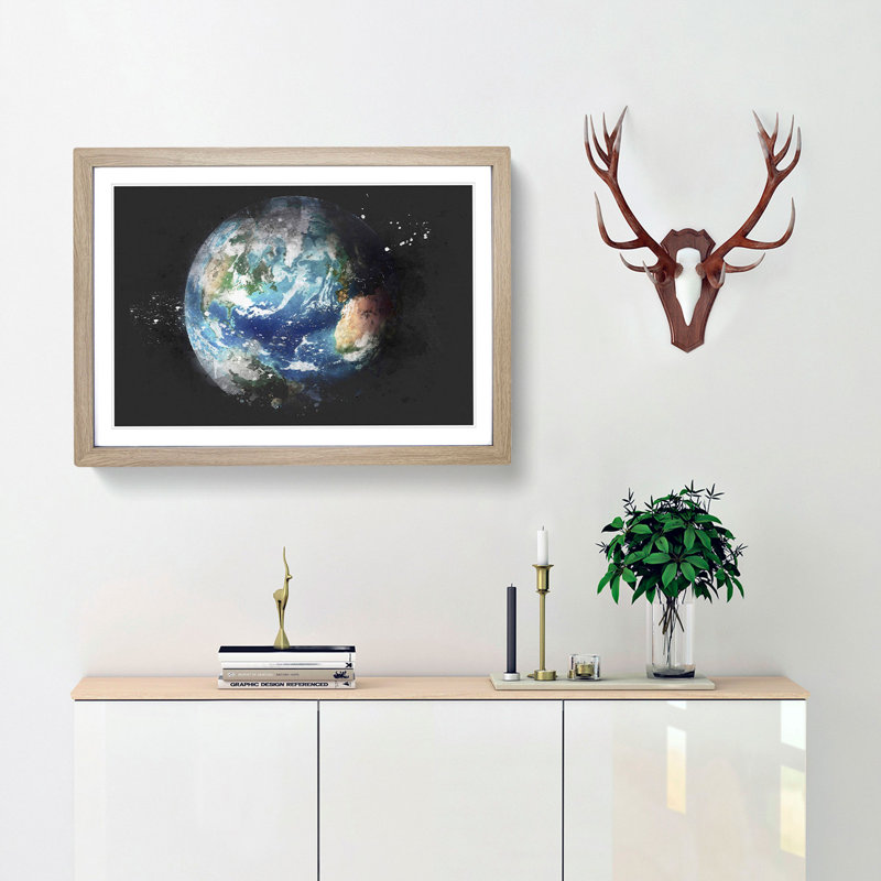 Our Planet Earth - Picture Frame Graphic Art Print, 45cm H x 63cm W x 2cm D, Oak Framed