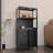 Black Bamboo Storage Cabinet, Separate Bathroom Cabinet With 2 Doors, Floor Cabinet Organizer For Living Room