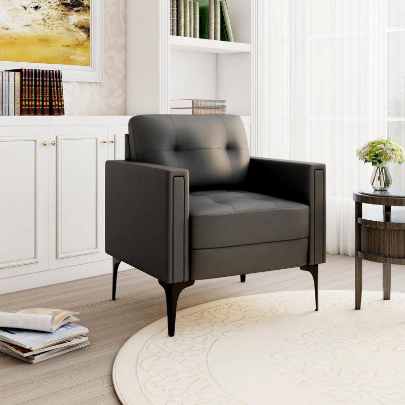 Upholstered Armchair, Gray Polyurethane