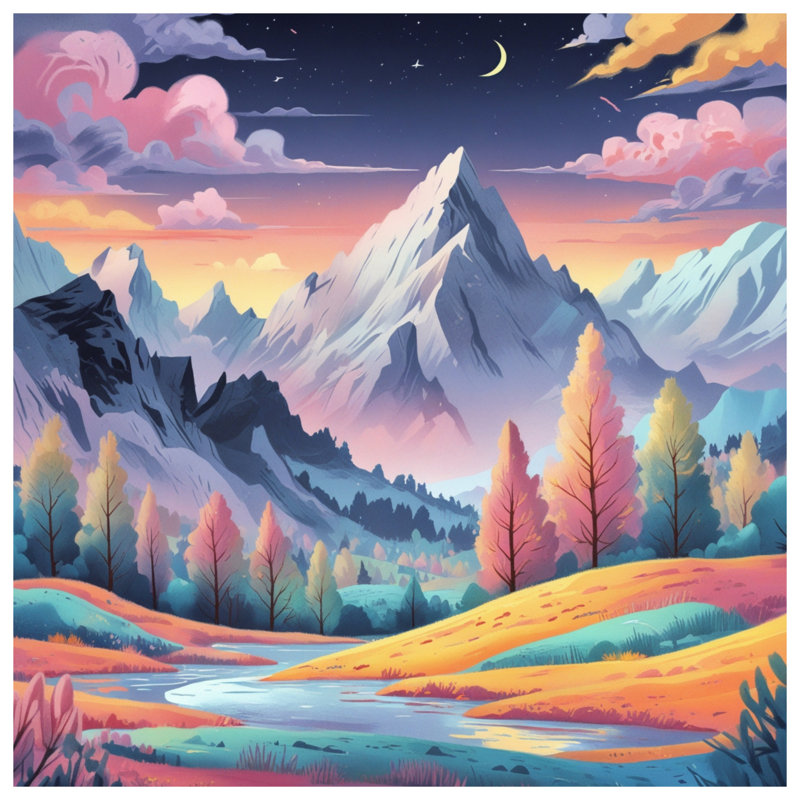 Mountain Landscape With River Comforter, Queen
