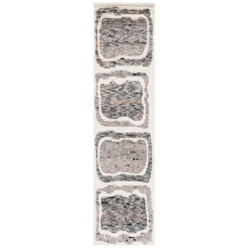 Tapis ivoire / gris foncé Antonnia, Tapis de couloir 2 pi 3 po x 9 pi