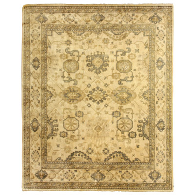 Antique Weave Oushak Wool Oriental Area Rug in Ivory