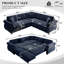 Canapé d'angle multifonctionnel, lit gigogne en chenille de 224 cm, canapé bleu moderne-1888398774