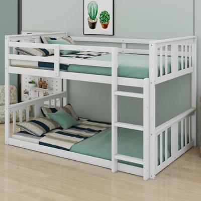 Wood Bunk Bed with Sturdy Ladder