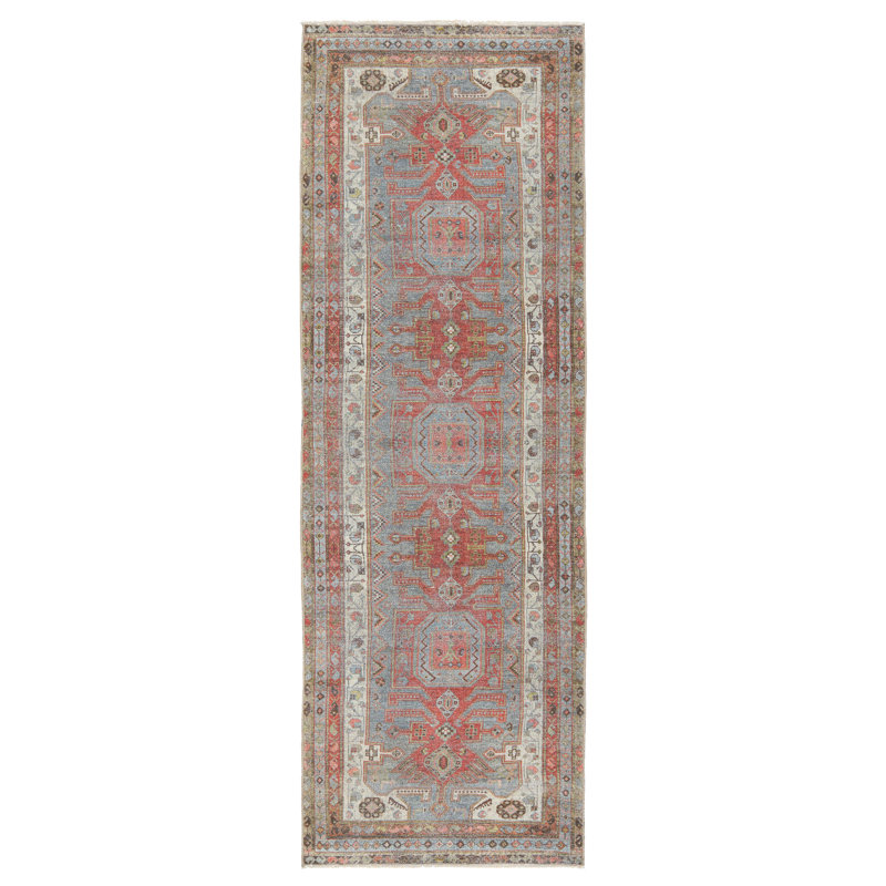 Tapis oriental gris / orange, Tapis de couloir 2 pi 6 po x 8 pi
