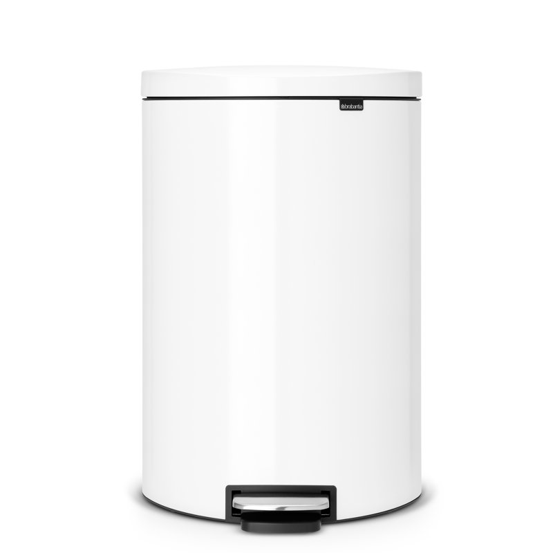 Brabantia Flatback Soft Closing Pedal Bin, White, 40 L