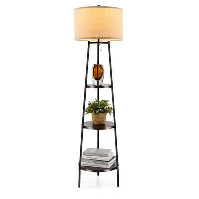 Armoire de rangement avec lampe sur pied en lin
