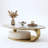 51.2" Modern Oval Coffee Table, Luxury Sintered Stone Top, Gold Base Center Table With Drawer