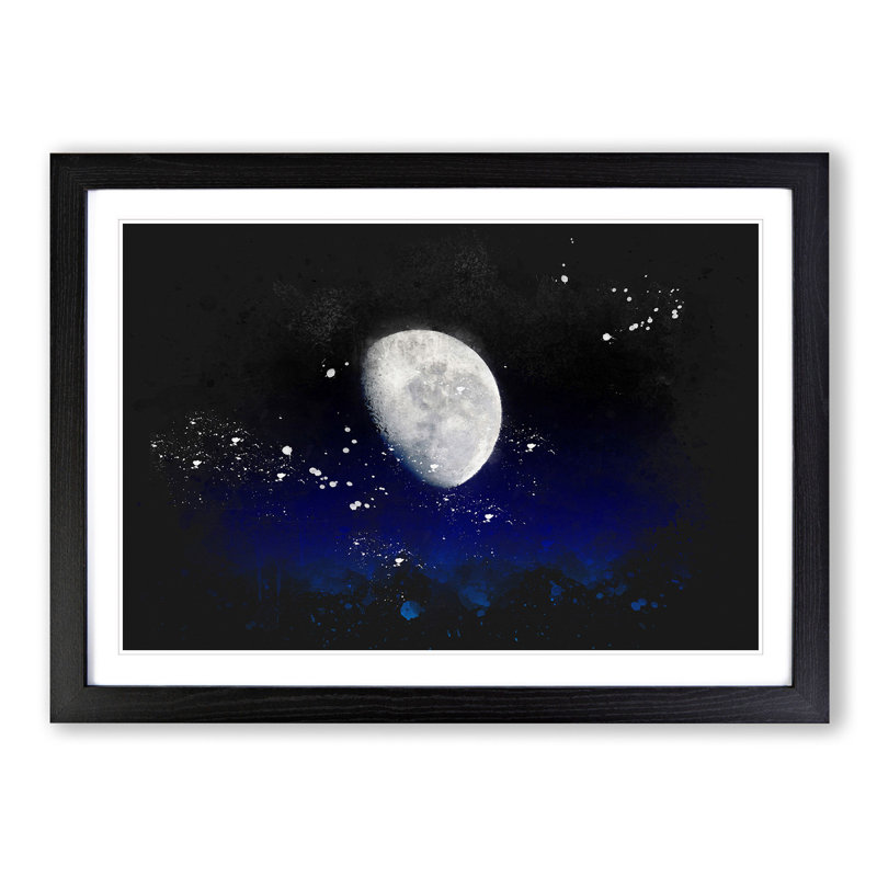 Close Up Of The Moon - Single Picture Frame Print on MDF, 62cm H x 87cm W x 2cm D, Black Framed