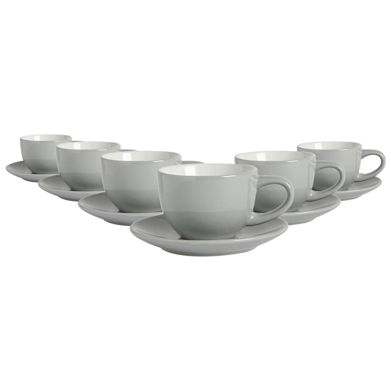 Porcelain Espresso Cup and Saucer, Grey