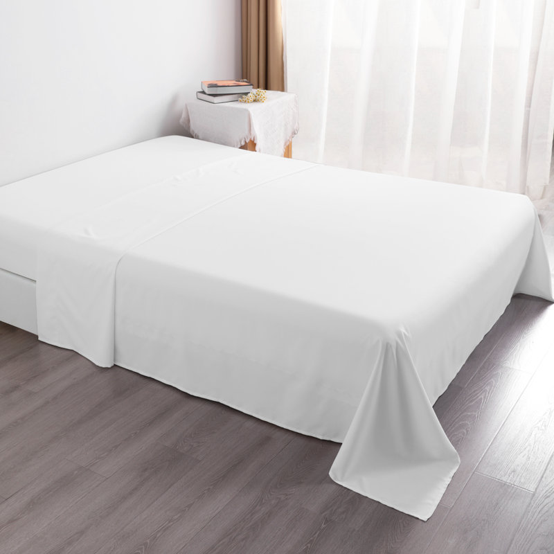 Drap plat en microfibre , Blanc, Drap plat pour lit simple TG