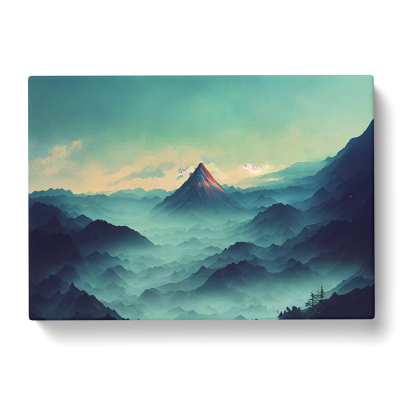 Enlightened Japanese Mountains - Wrapped Canvas Painting