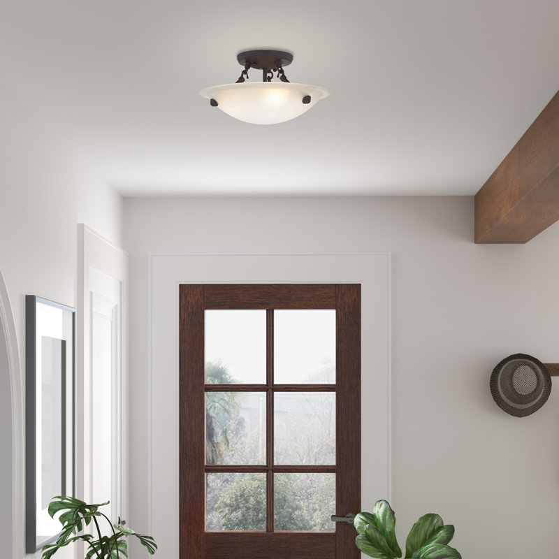 Plafonnier semi-encastré 3 lumières Aneudi, H 6 po x l 12 po x P 12 po