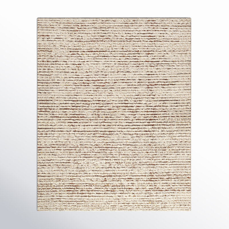 Gillian Striped Handmade Area Rug in Cream/Camel, Rectangle 8' x 10'
