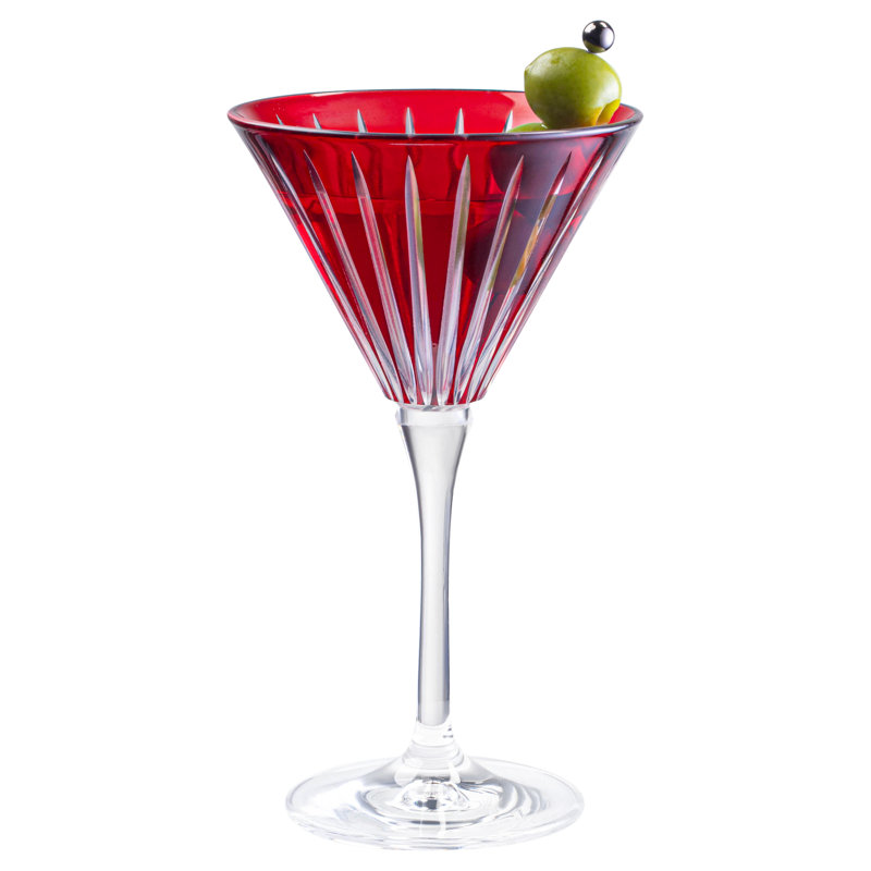 Ruby Red Crystal Stemmed Martini Cocktail Glass Set