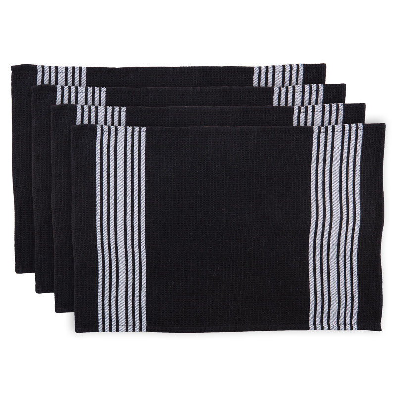 Cotton Stripe Tea Towel Kitchen Towel, Black
