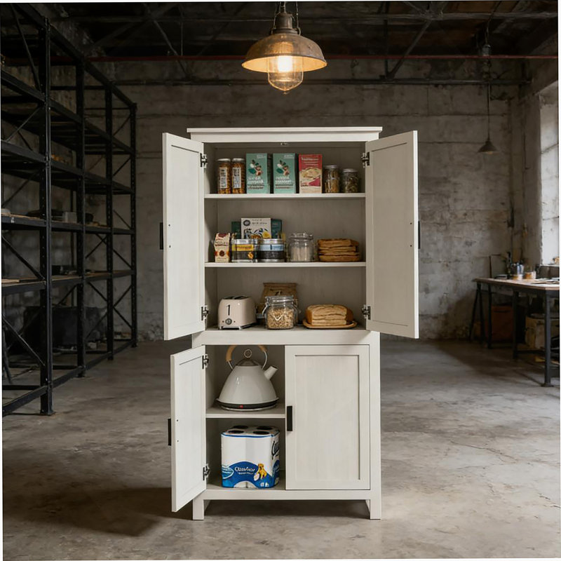 Armoire de rangement spacieuse et autoportante, garde-manger, pour la maison, Blanc antique