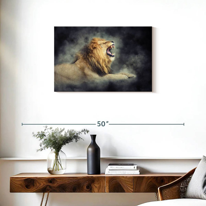 Lion sauvage brumeux Brampt, H 20 po x l 30 po