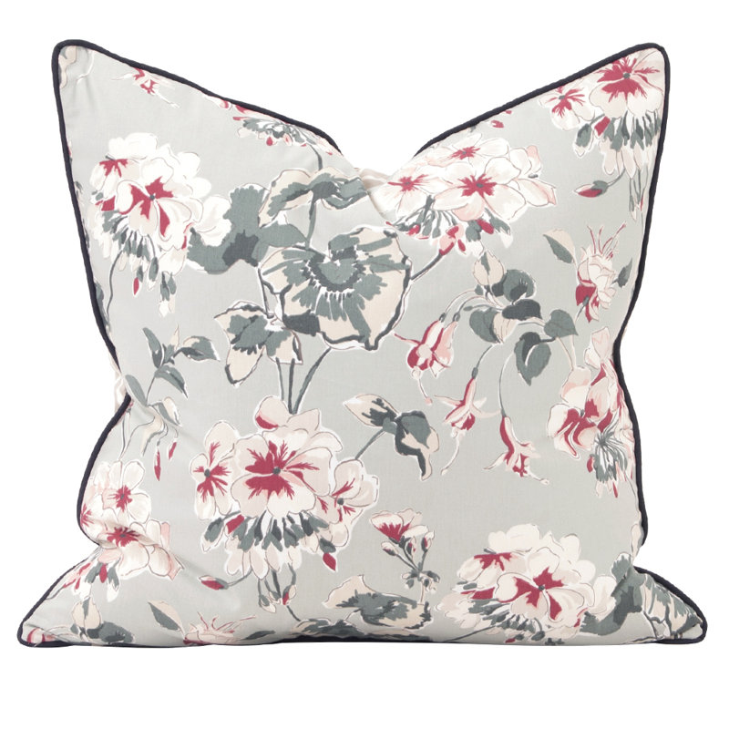 Mirador Morn Floral Cotton Reversible Throw Pillow, Ocean, 20" x 20"