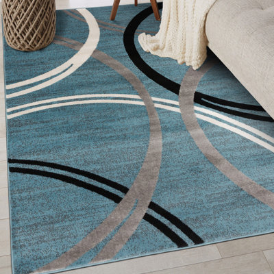 Tolchester Abstract Blue/Gray/Black Area Rug