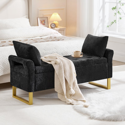 Banc de rangement 51 po rembourré avec cadre en métal