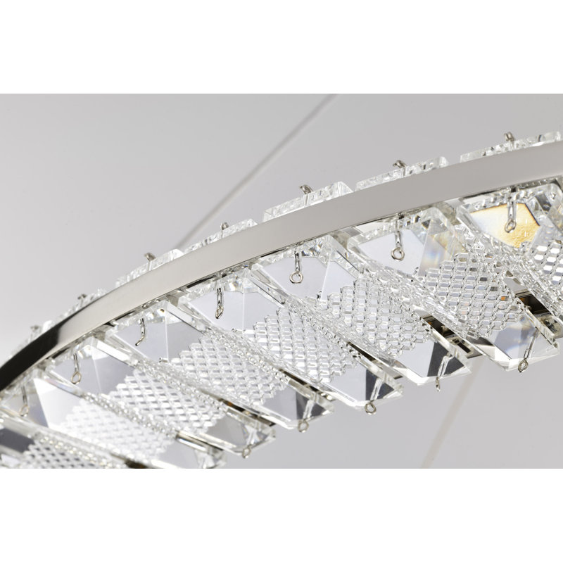 Stoker - Luminaire suspendu rond à DEL 36 pouces - Finition nickel poli - Cristal K9, H 1,25 po x l 35,88 po x P 35,88 po