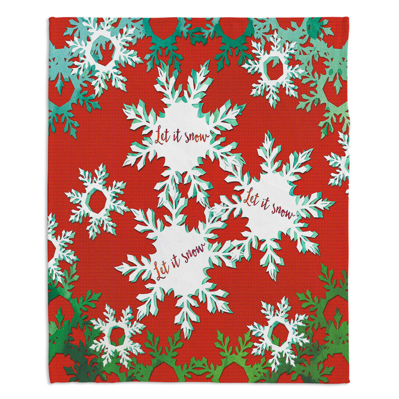 Jeté bonhomme de neige let it , l 51 po x L 60 po, Rouge / Vert / Blanc