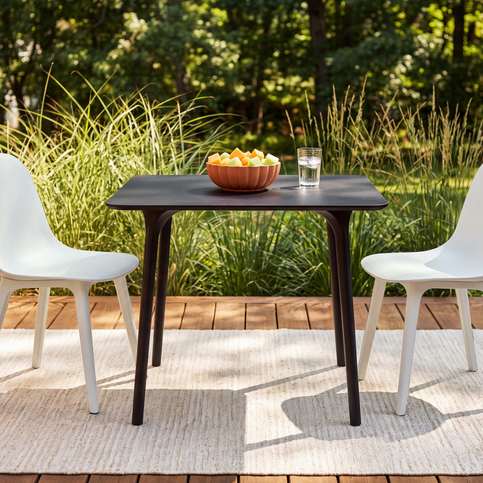 Burt Patio Dining Table, Black