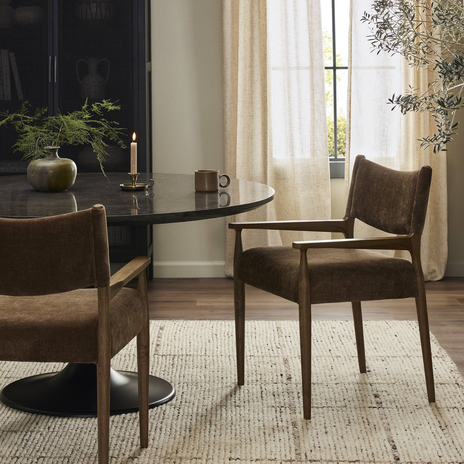 Yokum Dining Armchair, Toasted Oak, Monte Olive