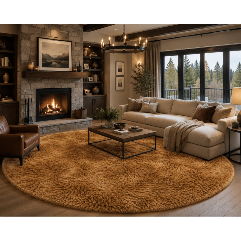 Faux Sheepskin Shag Washable Indoor Rug, Rond 12 pi